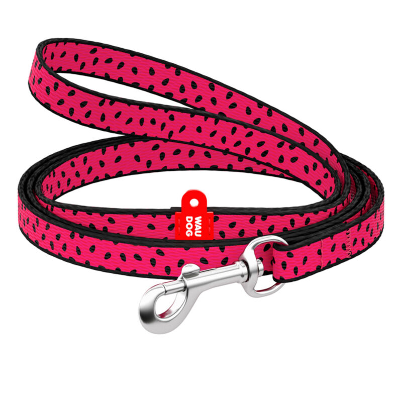 Повідець нейлоновий WAUDOG Nylon "Кавун", для собак та котів, ширина 10 мм, довжина 122 см