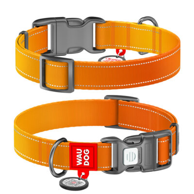 Нашийник WAUDOG Nylon Mono світловідбивний, пластикова фурнітура, S, ширина 15 мм, довжина 25-35 см, помаранчевий 2