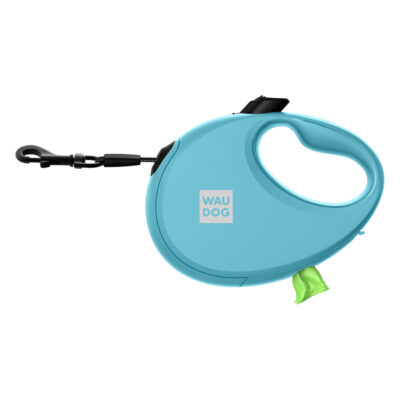 Повідець-рулетка WAUDOG R-leash, світловідбивна стрічка, M, до 20 кг, 5 м, блакитний 4