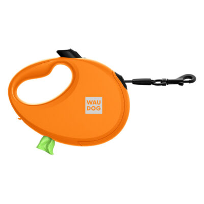 Повідець-рулетка WAUDOG R-leash з контейнером для пакетів, L, до 40 кг, 5 м, помаранчевий 2