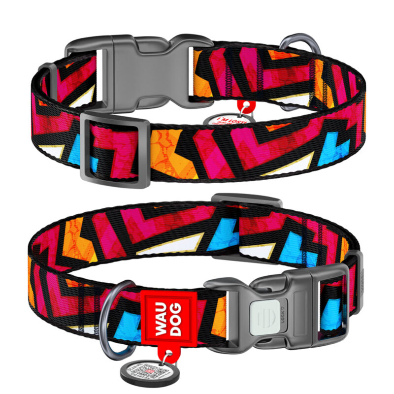 Нашийник для собак WAUDOG Nylon, графіті, нейлон, 33-49 см, ширина 25 мм