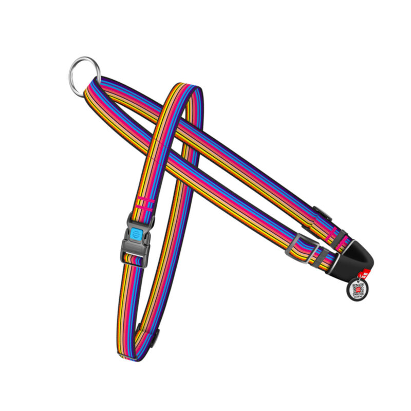 Шлея для собак WAUDOG Nylon швидкознімна з QR паспортом, малюнок "Лінія 1", 20 мм, 45-65 см