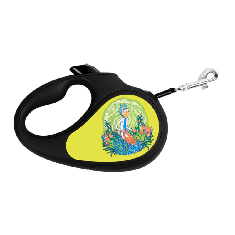 Повідець-рулетка WAUDOG R-leash "Рік та Морті 2" світловідбиваюча, L, до 50 кг, 5 м, чорний