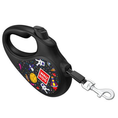 Повідець-рулетка WAUDOG R-leash "NASA" для собак, до 25 кг, 5 м, пластик, чорний 2