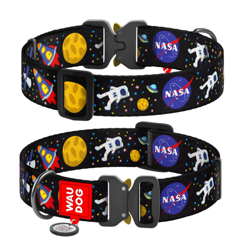Нашийник WAUDOG Nylon "NASA" з QR паспортом, металева пряжка, нейлоновий, XXL, Ш 35 мм, Д 46-70 см