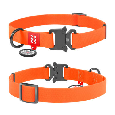 Нашийник для собак WAUDOG Waterproof, водостійкий, з металічною пряжкою, 25 мм, 38-58 см, помаранчевий 2