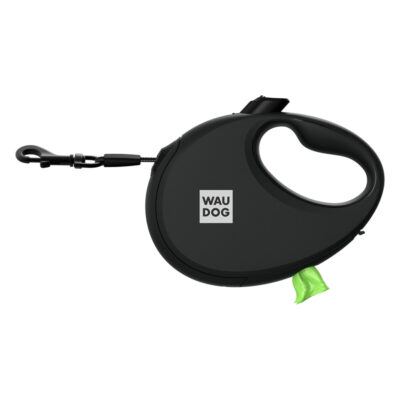 Повідець-рулетка WAUDOG R-leash з контейнером для пакетів, світловідбивна стрічка, S, до 12 кг, 3 м, чорний 4