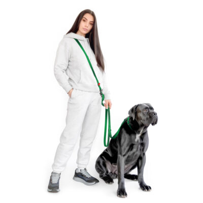 Повідець-перестібка WAUDOG Nylon Mono, світловідбивний, для собак, М, Довжина 300 см, Ширина 20 мм, зелений 5