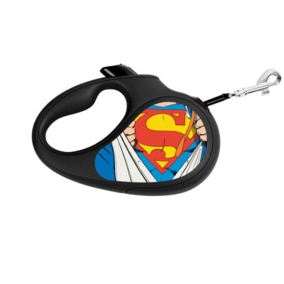 Повідець-рулетка WAUDOG R-leash, Супермен Герой, L, до 50 кг, 5 м, світловідбиваюча стрічка, чорний