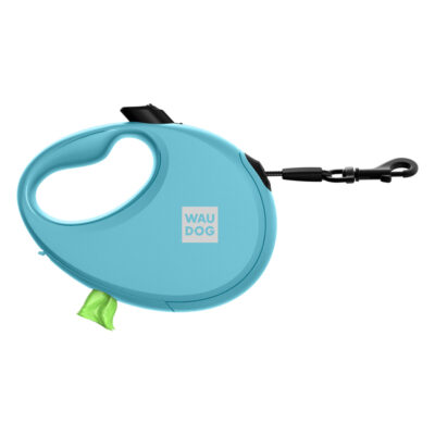 Повідець-рулетка WAUDOG R-leash, світловідбивна стрічка, M, до 20 кг, 5 м, блакитний 2