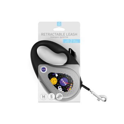 Повідець-рулетка WAUDOG R-leash "NASA" для собак, до 25 кг, 5 м, пластик, чорний 4
