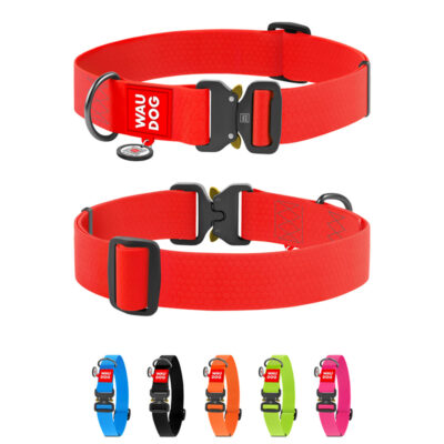 Нашийник для собак WAUDOG Waterproof, водостійкий, металічна пряжка, Ш 40 мм, Дов 46-70 см, червоний