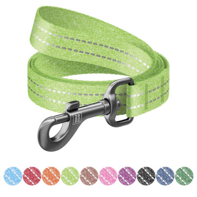 Повідець для собак WAUDOG Re-cotton, світловідбиваючий, 20 мм х 200 см, відновлена бавовна, салатовий