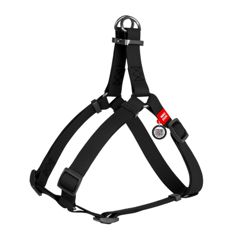 Шлея для собак WAUDOG Waterproof, чорна, металеві пряжки, XS, 30-39 см, ширина 15 мм