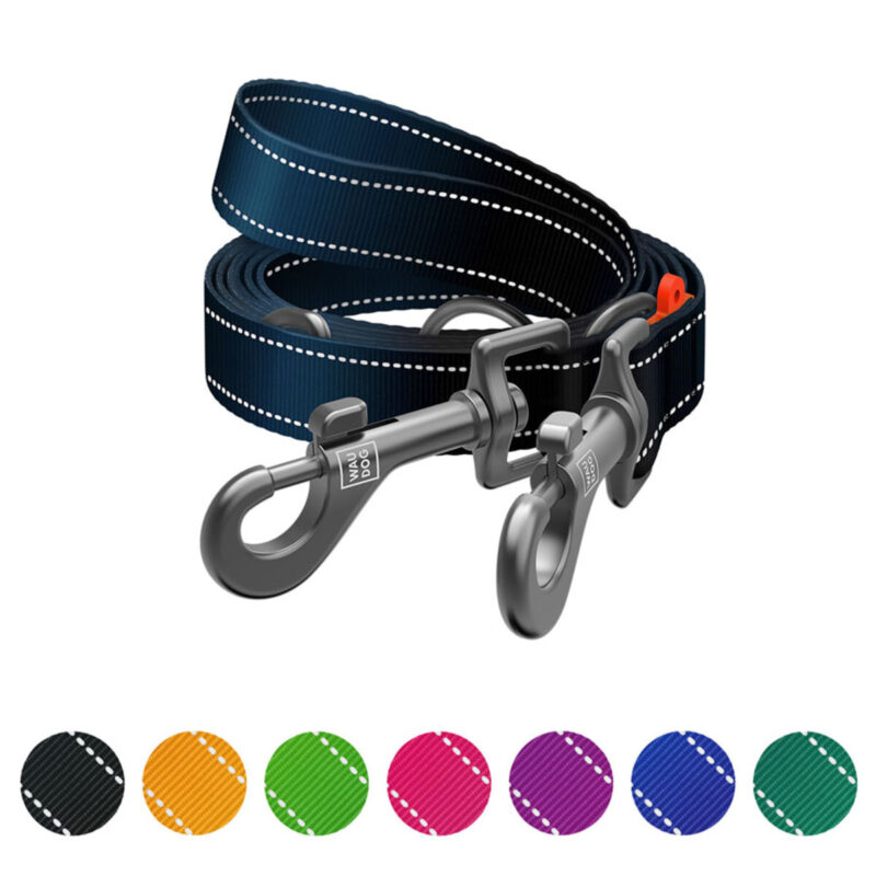 Повідець-перестібка WAUDOG Nylon Mono, світловідбивний, для собак, М, 20 мм × 300 см, чорний