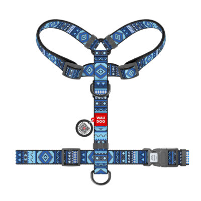 Шлея для собак анатомічна H-подібна WAUDOG Nylon "Етно синій", М (Ш 20 мм, А 42-68, В 50-80) 2