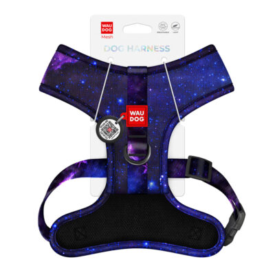 Шлея для собак WAUDOG Mesh дихаюча з QR адресником малюнок «NASA21», М, обхват шиї 35 см, грудей 42-60 см 3