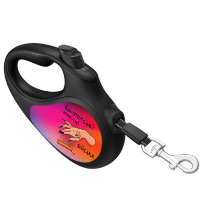 Повідець-рулетка WAUDOG R-leash, малюнок "Конотопські магічні війська", L, до 50 кг, 5 м, пластиковий, чорний 3