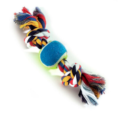 Іграшка для собак канат грейфер з тенісним м'ячем CAMON, 30 см, текстиль