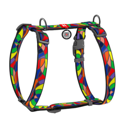 Шлея анатомічна WAUDOG Nylon з QR-паспортом "Вітраж" для собак, L, Ш 25 мм, А 52-88, В 60-100