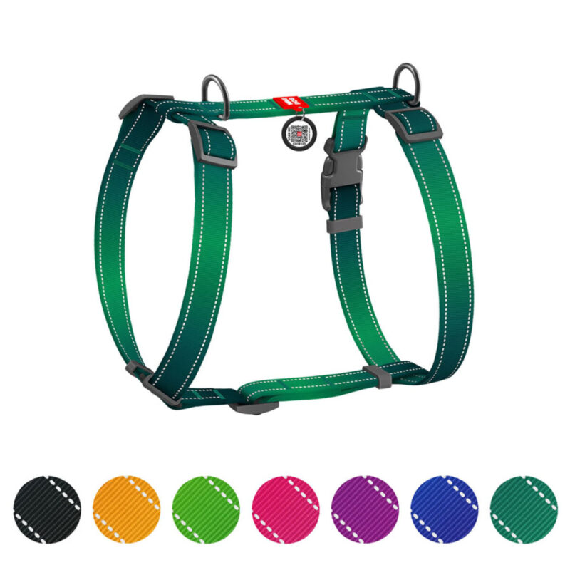 Шлея анатомічна WAUDOG Nylon Mono H-подібна світловідбивна з QR-паспортом для собак розмір S, Ш 15 мм, A 30-40 см, B 30-50 см