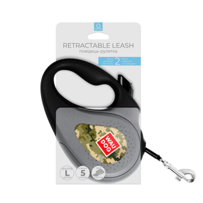 Повідець-рулетка WAUDOG R-leash, "Мілітарі", L, до 50 кг, 5 м, пластик 2