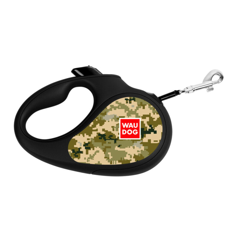 Повідець-рулетка WAUDOG R-leash "Мілітарі", S, для собак до 15 кг, 5 м, пластик