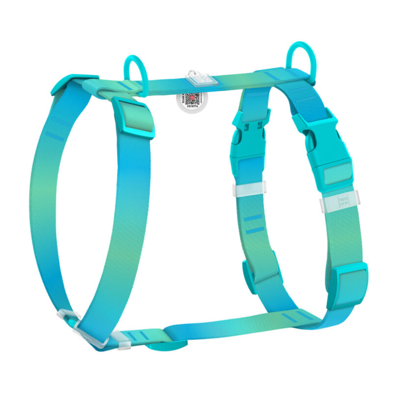 Шлея анатомічна H-подібна WAUDOG Nylon Recycled градієнт, для собак, S, ширина 15 мм, обхват 30-45 см