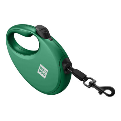 Повідець-рулетка WAUDOG R-leash L, до 40 кг, 5 м, з контейнером для пакетів, світловідбиваюча стрічка, зелений 6