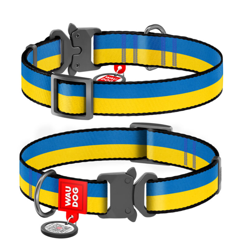 Нашийник WAUDOG Nylon "Colors of freedom", патріотичний, для собак, нейлон, XL, Довжина 37-58 см, Ширина 25 мм