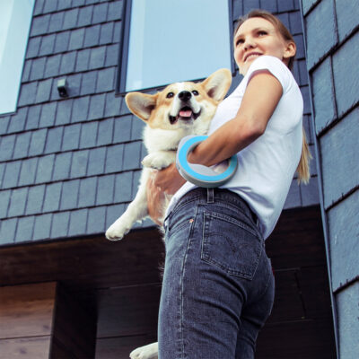 Повідець-рулетка WAUDOG R-leash, кругла, до 40 кг, 2,9 м, світловідбиваюча стрічка, блакитний 9