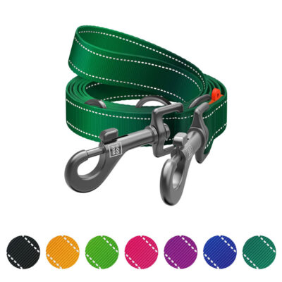 Повідець-перестібка WAUDOG Nylon Mono, світловідбивний, для собак, М, Довжина 300 см, Ширина 20 мм, зелений