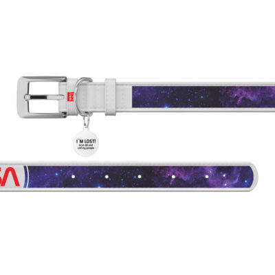 Нашийник шкіряний WAUDOG Design NASA21, білий, XL, Д 46-59 см, Ш 35 мм 3