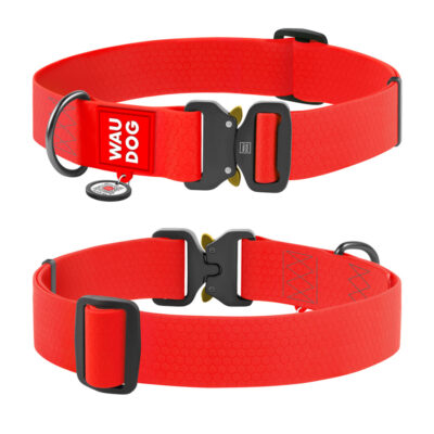 Нашийник для собак WAUDOG Waterproof, водостійкий, металічна пряжка, Ш 40 мм, Дов 46-70 см, червоний 2