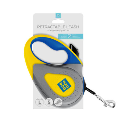 Повідець-рулетка для собак WAUDOG R-leash, світловідбивна, L, до 50 кг, 5 м, малюнок "Colors of freedom" 2