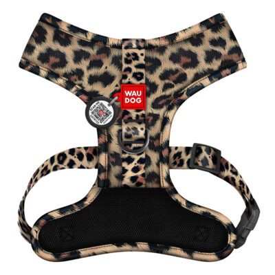 Шлея для собак WAUDOG Mesh дихаюча з QR адресником, Леопард, XS, А 24 см, В 30-36 см