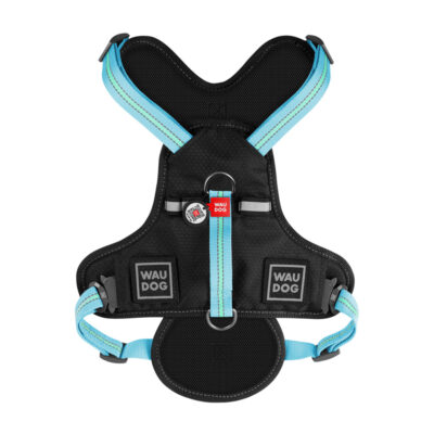 Шлея для собак WAUDOG Nylon з QR паспортом, металічна пряжка, M, Ш 20 мм, А 45-70 см, В 60-80 см, блакитний 4