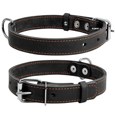 Нашийник "CoLLaR" одинарний шкіряний для собак чорний 38-50 см, ширина 25 мм