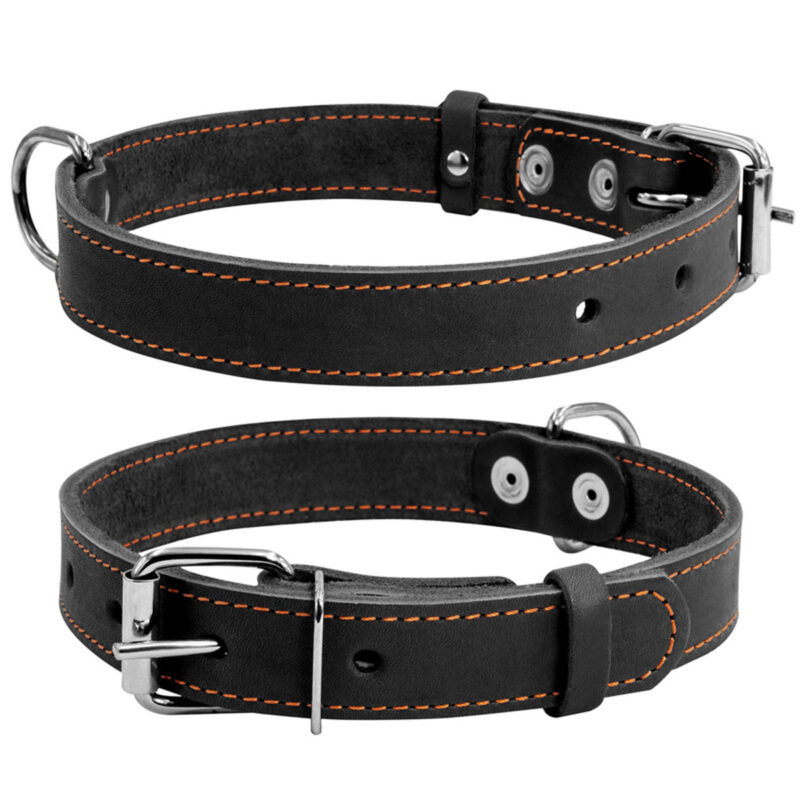 Нашийник "CoLLaR" одинарний шкіряний для собак чорний 38-50 см, ширина 25 мм
