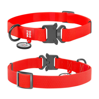 Нашийник для собак WAUDOG Waterproof з QR паспортом, 25 мм, 34-49 см, червоний 2