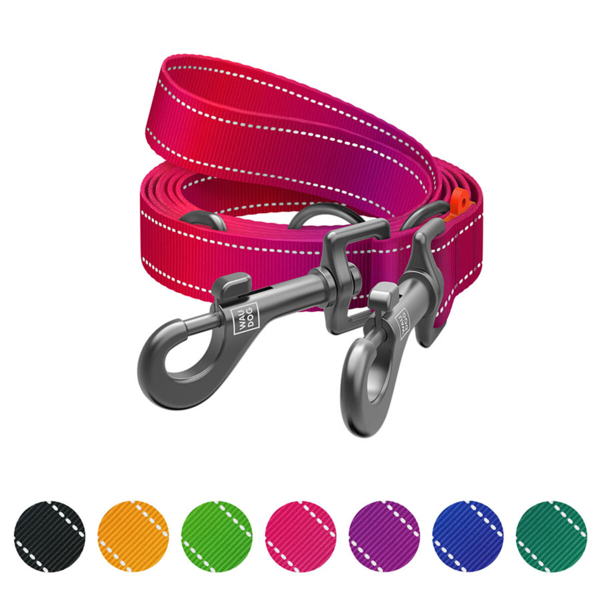 Повідець-перестібка WAUDOG Nylon Mono, світловідбивний, для собак, М, Ш 20 мм, Довж 300 см, рожевий Повідець-перестібка WAUDOG Nylon Mono, світловідбивний, для собак, М, Ш 20 мм, Довж 300 см, рожевий