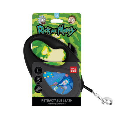 Повідець-рулетка WAUDOG R-leash, малюнок "Рік та Морті 3", L, до 50 кг, 5 м, світловідбиваюча стрічка чорний 4