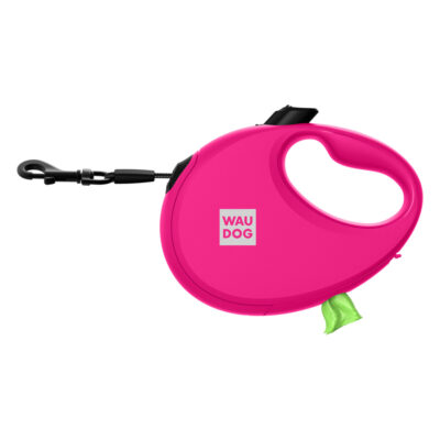 Повідець-рулетка для собак WAUDOG R-leash, світловідбивна стрічка, контейнер для пакетів, S, до 12 кг, 3 м, рожевий 4