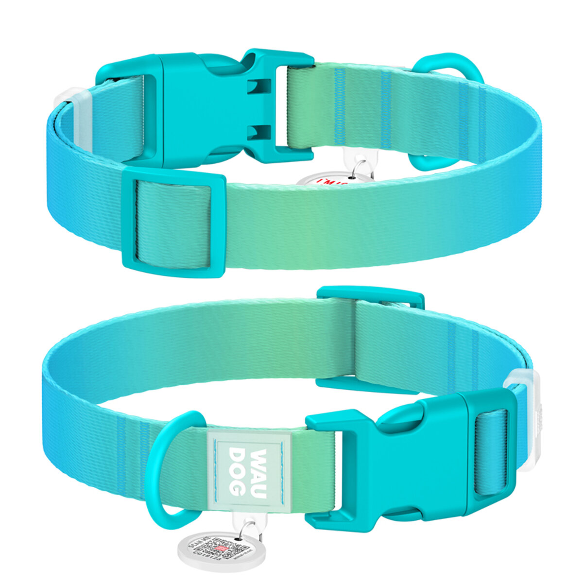 Нашийник для собак WAUDOG Nylon Recycled, градієнт, XL, 25 мм, довжина 37-58 см, блакитний Нашийник для собак WAUDOG Nylon Recycled, градієнт, XL, 25 мм, довжина 37-58 см, блакитний