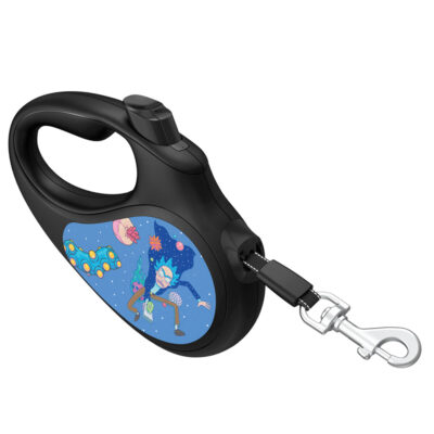Повідець-рулетка WAUDOG R-leash, малюнок "Рік та Морті 3", L, до 50 кг, 5 м, світловідбиваюча стрічка чорний 2