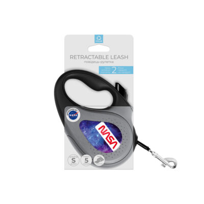 Повідець-рулетка WAUDOG R-leash NASA21, S, до 15 кг, 5 м, світловідбиваюча стрічка, чорний 2