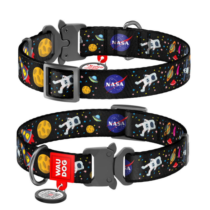 Нашийник для собак WAUDOG Nylon NASA, металічна пряжка, нейлон, 20 мм ширина, 28-40 см довжина