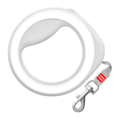 Повідець-рулетка WAUDOG R-leash, кругла, до 40 кг, 2,9 м, світловідбиваюча, білий 2