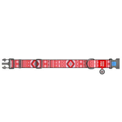 Нашийник для собак WAUDOG Nylon, малюнок "Етно червоний", XXL, Ш 35 мм, Довжина 46-70 см 2