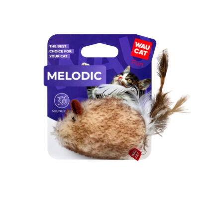 Іграшка для котів WAUCAT Fun Melodic Мишка зі звуковим чипом, штучне хутро, 130 мм 2